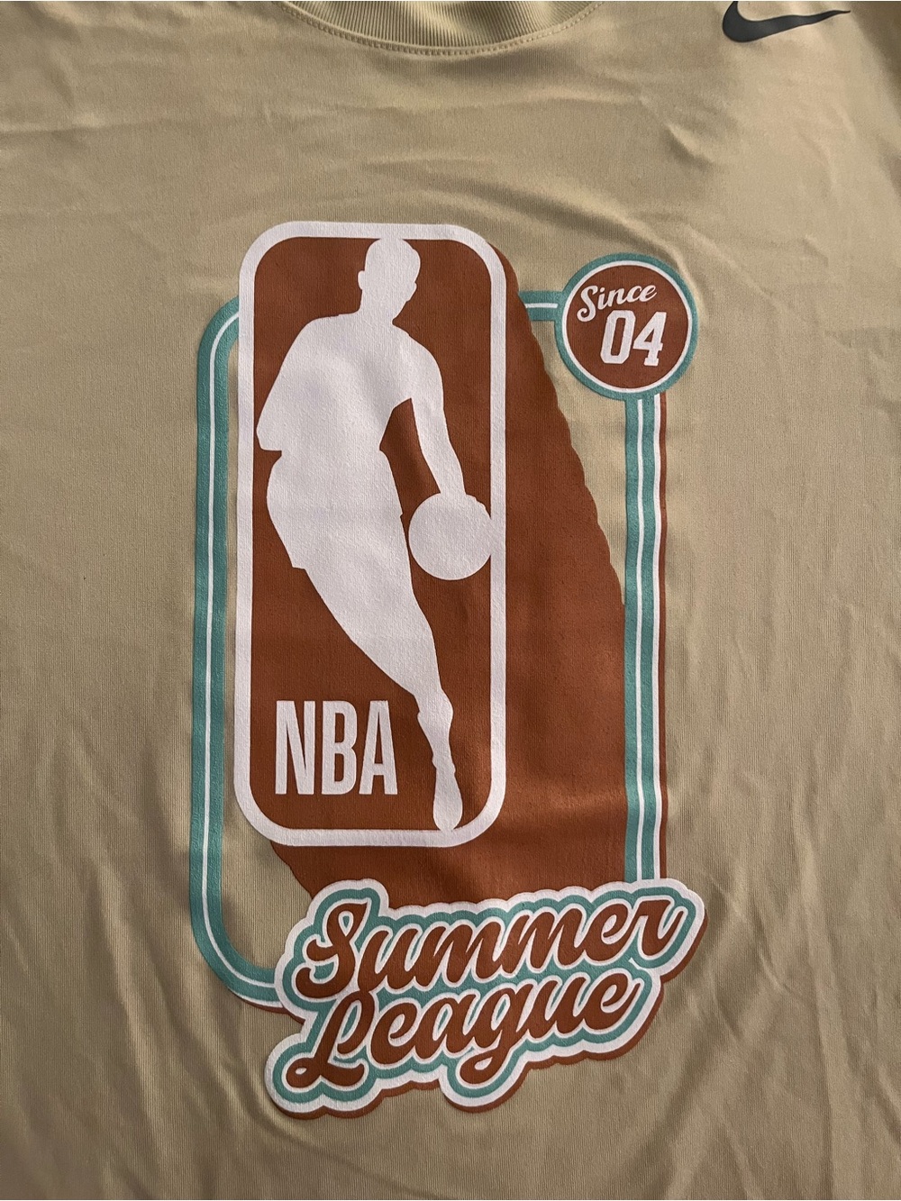NBA by Nike Tan Tee with Brown & Teal Summer League Graphic